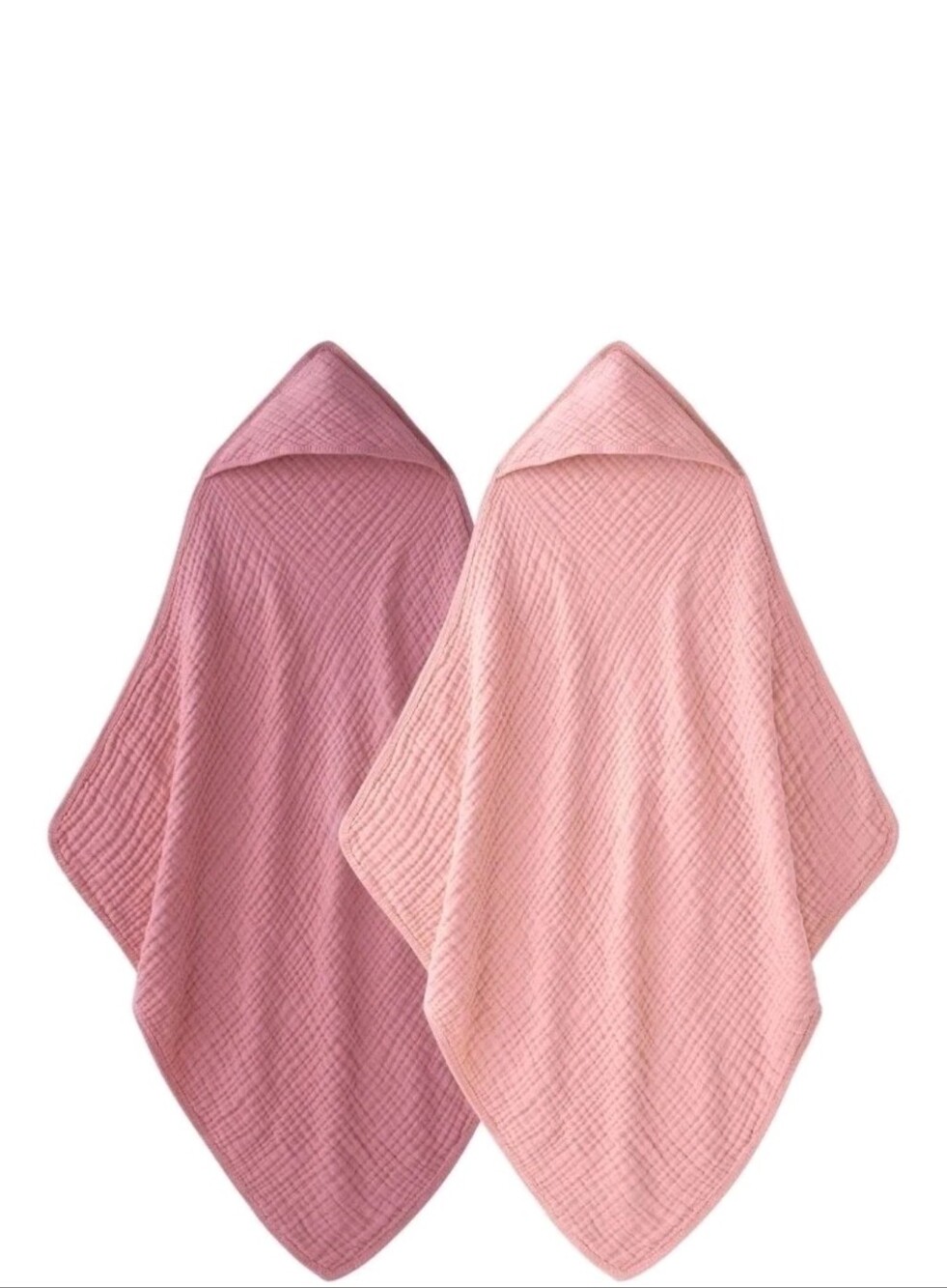 Migiol Muslin Soft Hooded Baby Towel - Light Pink & Dark Pink NEW